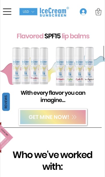 SPF15 lip balm range page